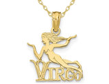 10K Yellow Gold VIRGO Charm Astrology Pendant Necklace with Chain